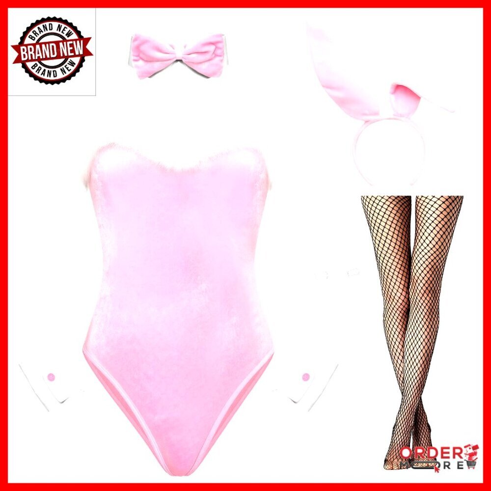 7-Piece Bunny Costume Set with Bodysuit Stockings for Halloween Cosplay